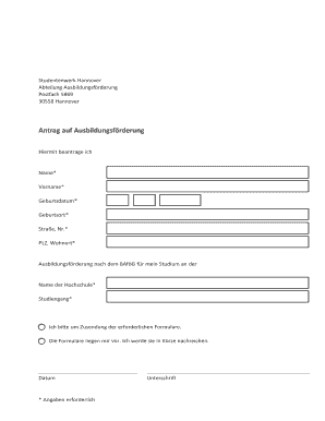 Antrag auf Ausbildungsförderung