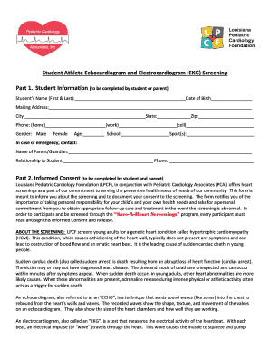 Louisiana Student Athlete Heart Screening Consent Form