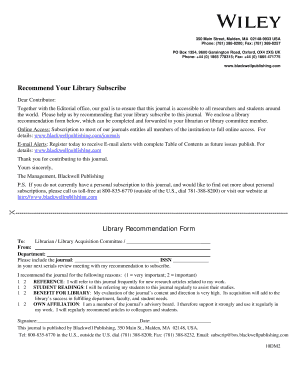 Library Recommendation Form