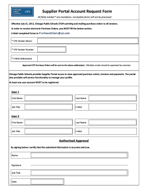 Supplier Portal Account Request Form