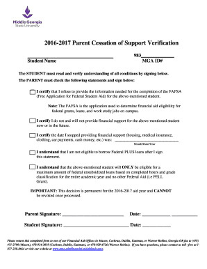 2016-2017 Parent Cessation of Support Verification
