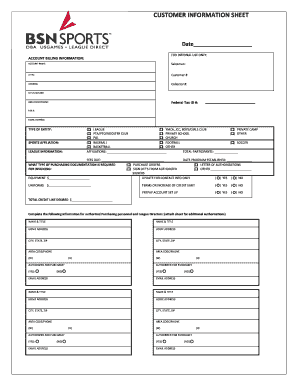 Customer Information Sheet