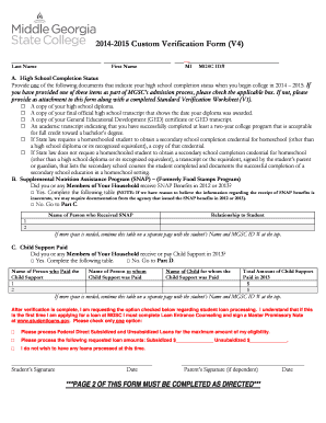 2014-2015 Custom Verification Form (V4)