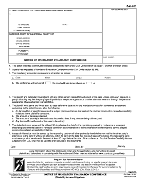 Notice of Mandatory Evaluation Conference