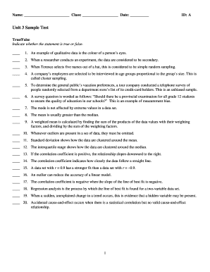 Unit 3 Sample Test
