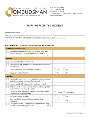 Nursing Facility Checklist