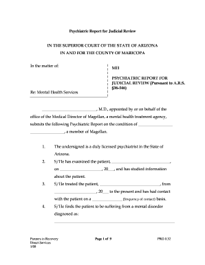 Psychiatric Report for Judicial Review