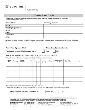Cattle Order Form