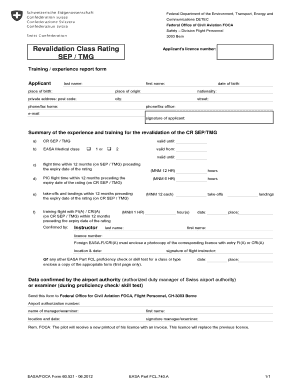 EASA SEP/TMG Revalidation Form