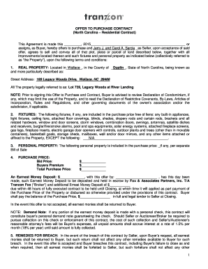 North Carolina Residential Purchase Agreement