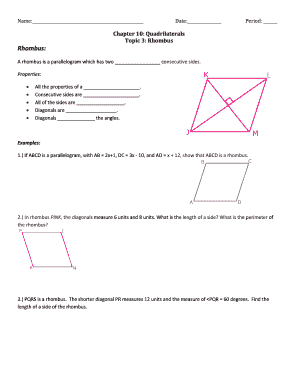 Rhombus Homework Worksheet
