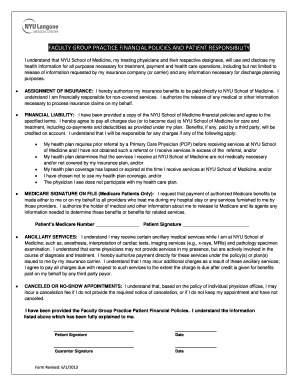 NYU School of Medicine Financial Policies and Patient Responsibility
