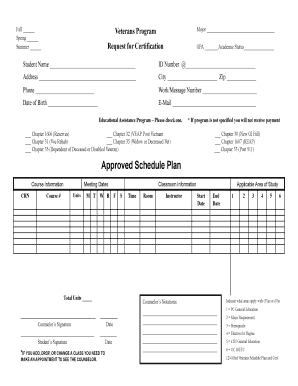 Veterans Education Benefit Certification Form
