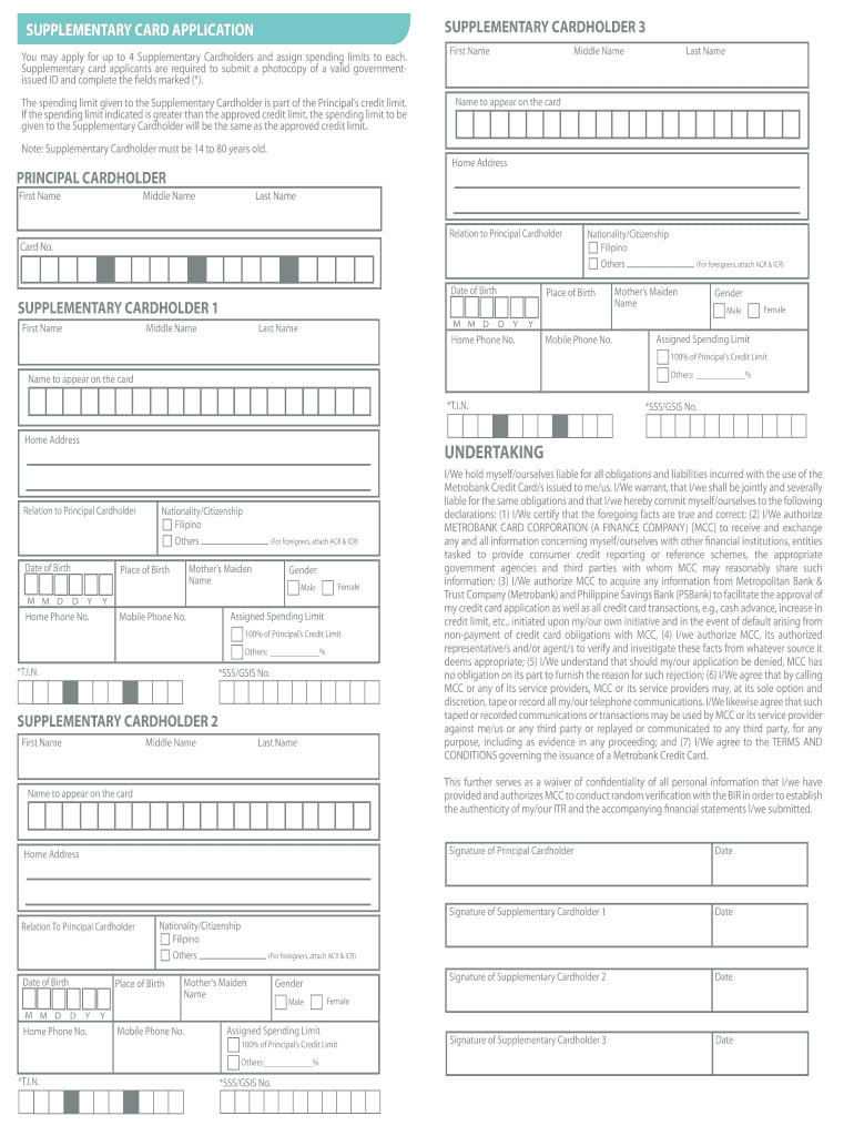 Metrobank Credit Card Application Form Download Charles Leal s Template