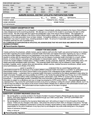 Auburn School District Athletic Participation Form