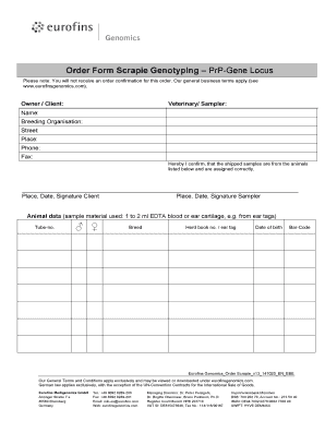 Scrapie Genotyping Order Form