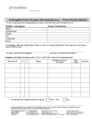 Auftragsformular Scrapie-Genotypisierung