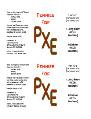 Pennies for PXE Donation Form