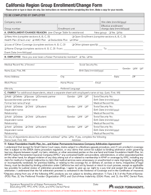 California Region Group Enrollment/Change Form