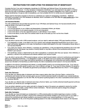 Virginia Retirement System Beneficiary Designation Form