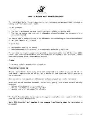 Victoria Health Record Access Request Form