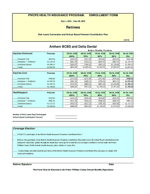 Prince William County Schools Insurance Enrollment Form