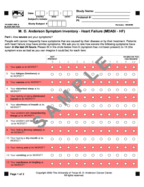 MD Anderson Symptom Inventory Heart Failure Form