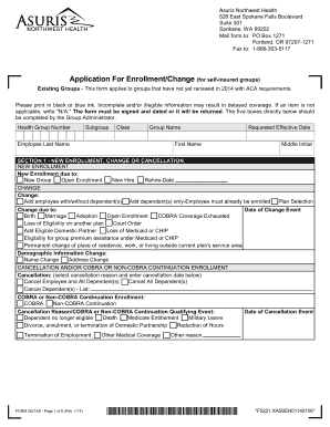 Asuris Northwest Health Enrollment Change Form