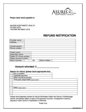 Healthcare Refund Notification Form