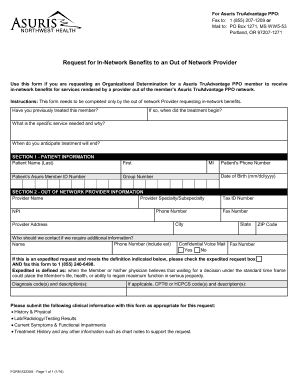 Asuris TruAdvantage PPO Out-of-Network Benefits Request