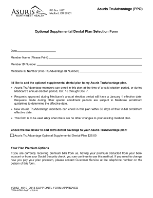 Asuris TruAdvantage Supplemental Dental Plan Enrollment Form