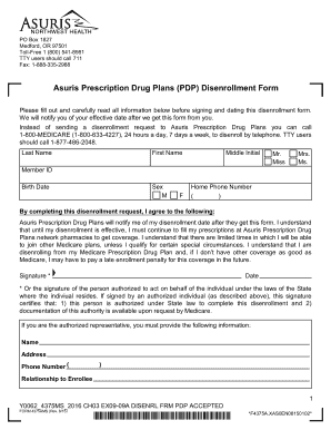 Asuris Prescription Drug Plans Disenrollment Form