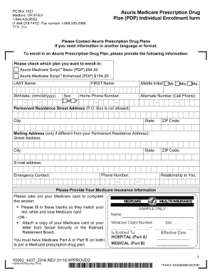 Asuris Medicare Prescription Drug Plan Enrollment Form