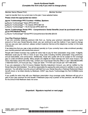 Asuris TruAdvantage Medicare Advantage Plan Change Form