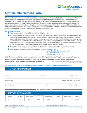 Gym Reimbursement Form
