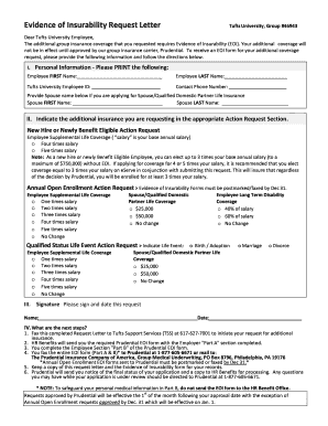 Evidence of Insurability Request Letter
