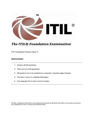 ITIL Foundation Examination Practice Paper