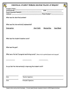 Student Problem Solving Follow-Up Request