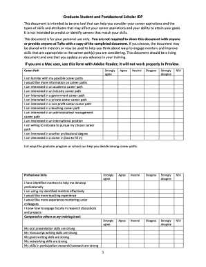 Graduate Student and Postdoctoral Scholar IDP