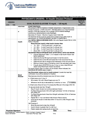 IV Insulin Infusion Protocol
