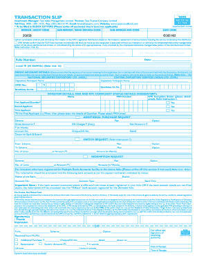 Tata Mutual Fund Transaction Slip