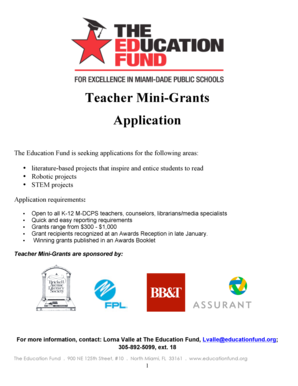 Teacher Mini-Grants Application