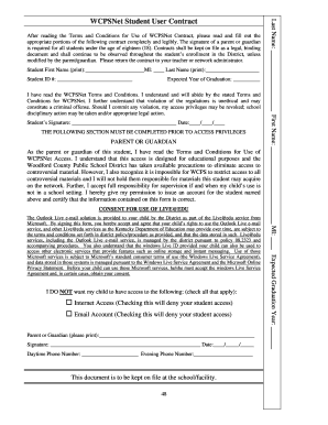 WCPSNet Student User Contract
