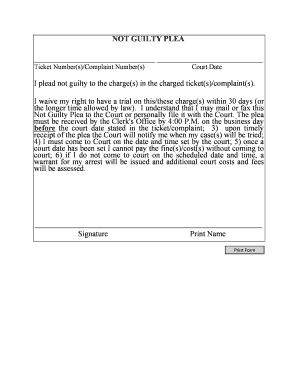 Not Guilty Plea Form