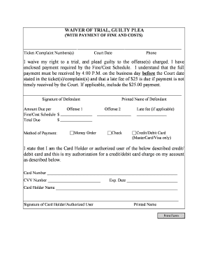 Waiver of Trial Guilty Plea Form