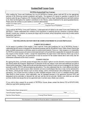 WCPSNet Student/Staff User Contract