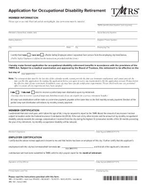 Application for Occupational Disability Retirement