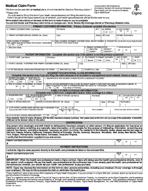 Cigna Medical Claim Form