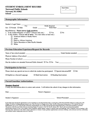 Student Enrollment Record