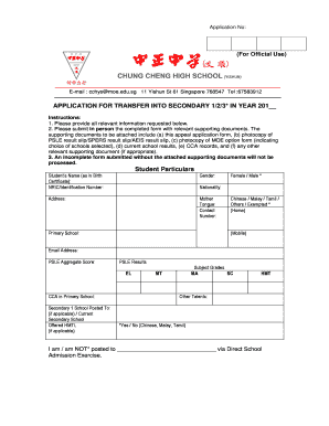 Singapore Secondary School Transfer Application